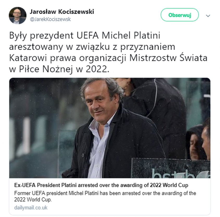 Były prezydent UEFA Michel Platini ARESZTOWANY!